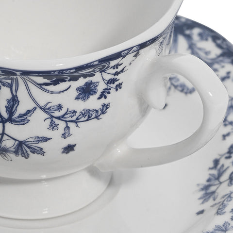 Estia Home Coffret de 6 tasses à café en porcelaine blanc/bleu "Rêverie" 90 ml