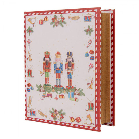 Clayre & Eef Set 3 Scatole Libri natalizi contenitori in legno con schiaccianoci
