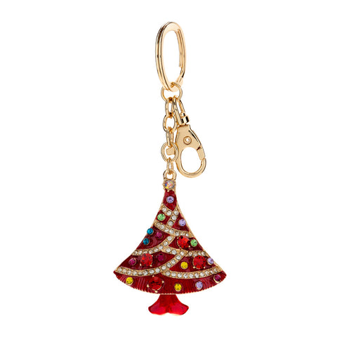 Hervit Christmas tree keychain with red metal rhinestones with gift box 5x13 cm