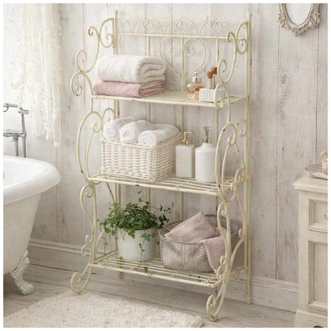 Nuvole di Stoffa Etagere Scaffale in metallo bianco anticato "Grace Demetra Tiffany" 58x35xH103 cm