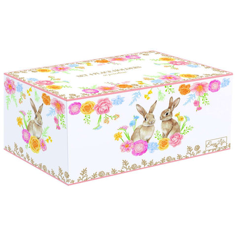 Easy Life Set 4 segnaposti di pasqua in porcellana con coniglio e fiori "Tres Jolie" 9x3.5x7 cm