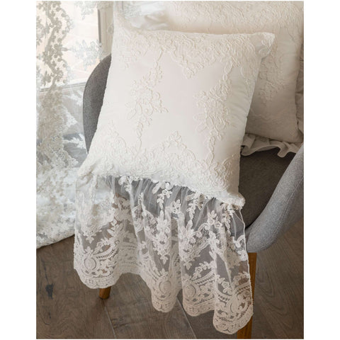 Chez Moi Fodera Cuscino in cotone percalle con pizzo fiori "Simposio Cometa" 50x50 cm