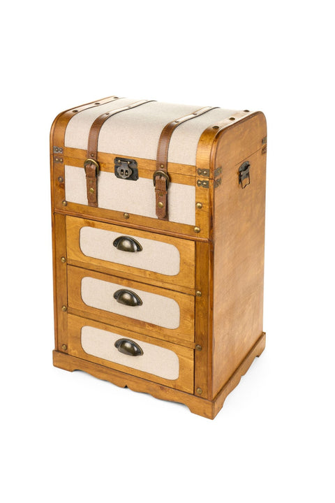 Nuvole di Stoffa Cassettiera baule con 3 cassetti legno e tessuto 45x35x71 cm