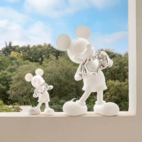 LEBLON DELIENNE Statuina Topolino con Amore piccolo bianco/argento 18.5xH30 cm