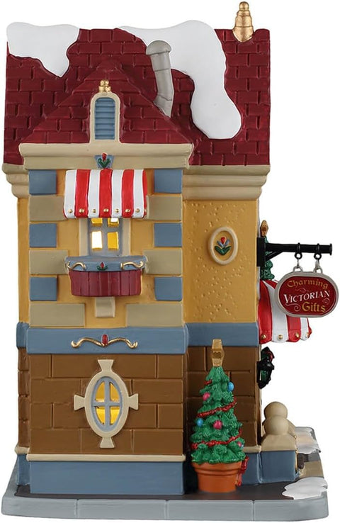 LEMAX Edificio luci led "Father Christmas Gift Shop" in porcellana H19.7x17.8x13.5 cm