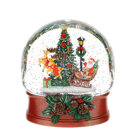 HERVIT Decoro natalizio sfera acqua con Babbo Natale in resina e vetro 15x9x17 cm