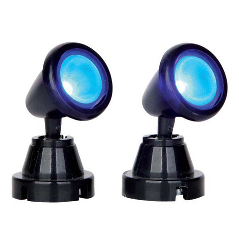 LEMAX Set of 2 spotlights with LED lights (cold blue) "Round Spot Light Blue" in plastic H3.5 cm