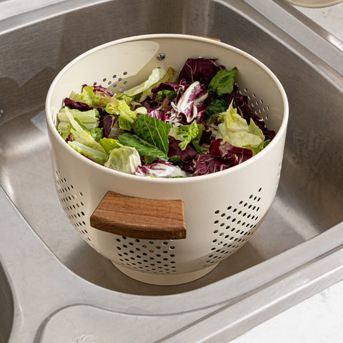 Estia Home Scolapasta in alluminio avorio con manici "Allure" D22xH18 cm