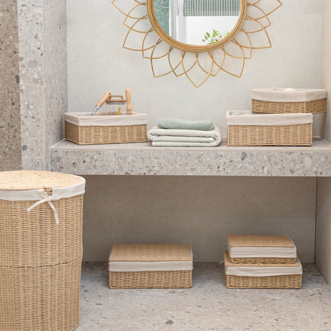 Estia Home Cesto Porta Biancheria da bagno con tessuto interno "Botanica" D40xH50cm