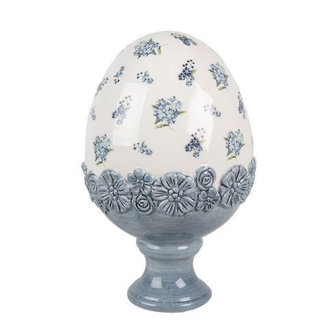 Clayre & Eef Statuina Uova di pasqua in ceramica decorativa con fiori D12xH19 cm