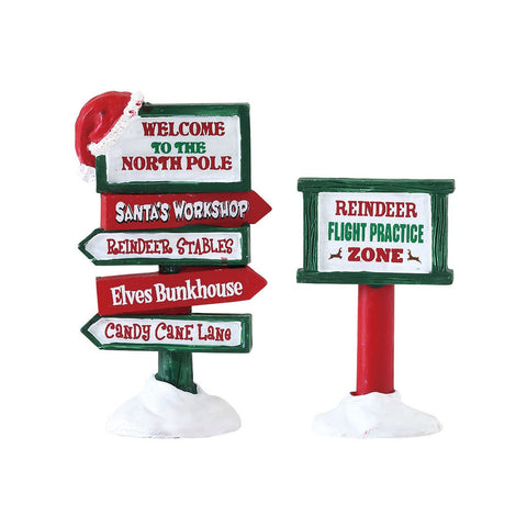 LEMAX Set due segnali "North Pole Signs" in poliresina H6.4 cm