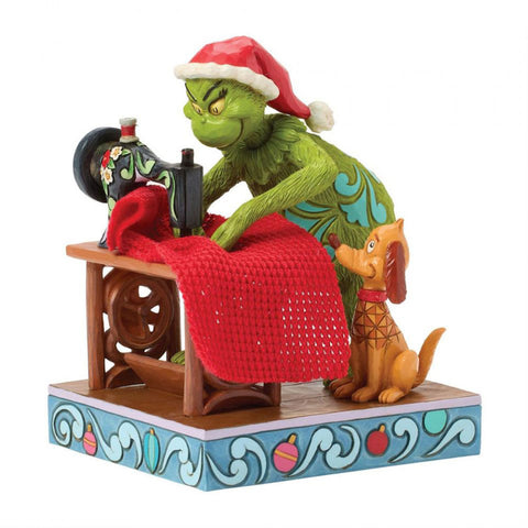 Enesco Grinch Coudre Costume de Père Noël 11x12,5xH16 cm