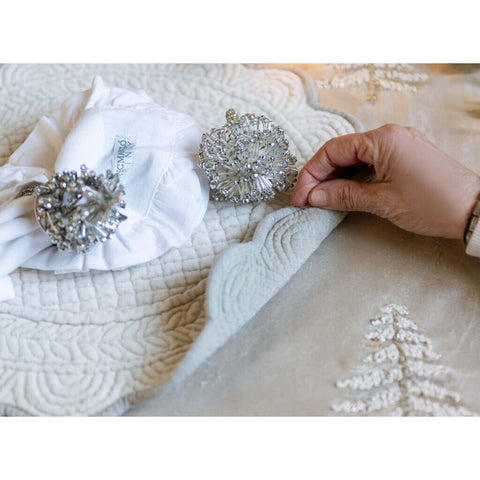 Nappe réversible en velours ivoire Blanc Mariclò "Carmen" 125x125 cm