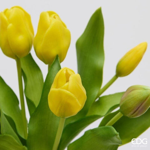EDG Enzo de Gasperi Bouquet Tulipani x7 gialli Real-Touch artificiali H30 cm