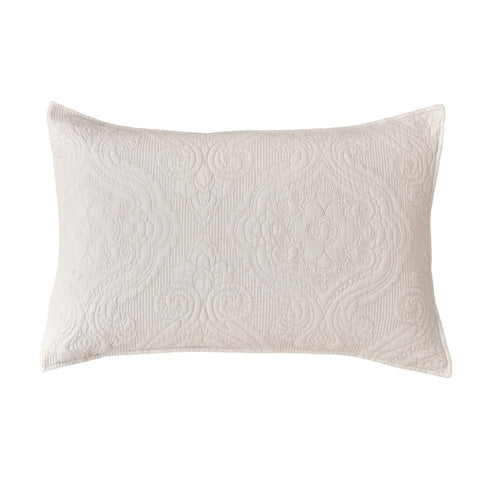 Blanc Mariclò Lot de 2 taies d'oreiller en coton beige avec volants brodés, 50 x 80 cm