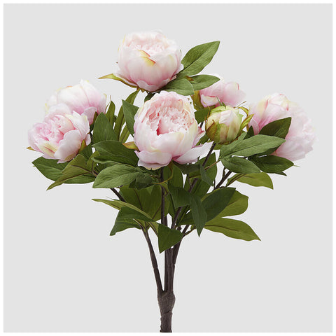 EDG Enzo de Gasperi Mazzo Cespuglio 8 Peonie rosa chiaro con foglie artificiale H53 cm - Angelica Home Stabia