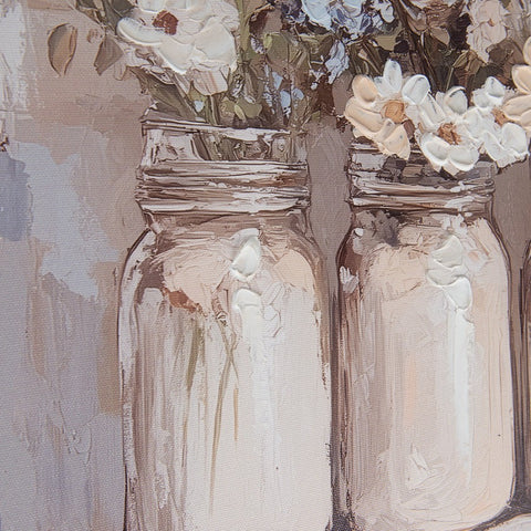 Clayre & Eef Quadro fiori in tela beige da parete Shabby Chic 51x3x51 cm