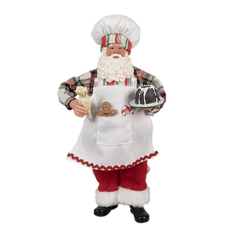 Clayre &amp; Eef Statuette de chef Père Noël en tissu 16x9xH28 cm 