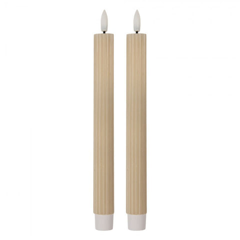 Clayre & Eef Set 2 Candela beige con luce Led D2x25 cm / 2xAAA
