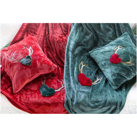 L'Atelier 17 Set Cuscino e Plaid di natale con cuore "Furious Love" 2 varianti(2 unità)