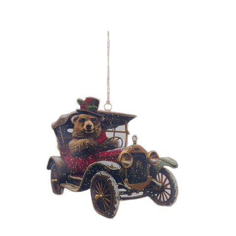 Blanc Mariclò Tree decoration Bear with car 15x15 cm 3 variants (1pc)