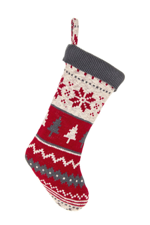 Chaussette de l'Épiphanie en tissu avec flocons de neige « Conte de Noël » 25 x 48 cm