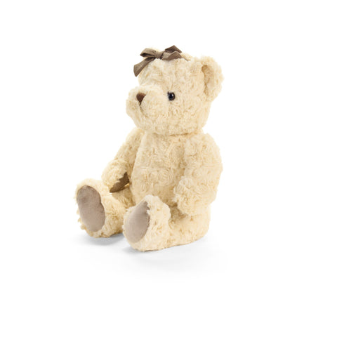 Nuvole di Stoffa Orsetta peluche crema con fiocco marrone "Sweet Bear" 25 cm - Angelica Home Stabia