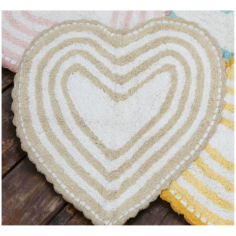 L'Atelier 17 Tappeto cuore con righe e merletto "All Around" 65x65 cm 5 varianti(1unità)
