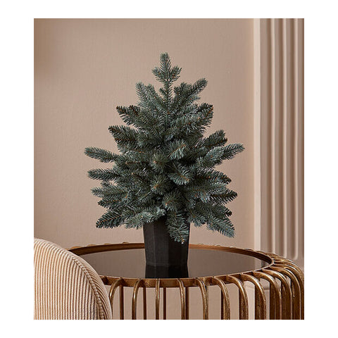 EDG Sapin de Noël en pin argenté avec vase H45 cm