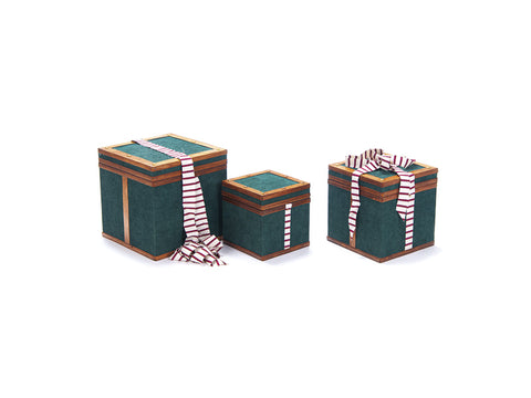 Bruco Set 3 pezzi Cappelliere di natale quadre in legno verde