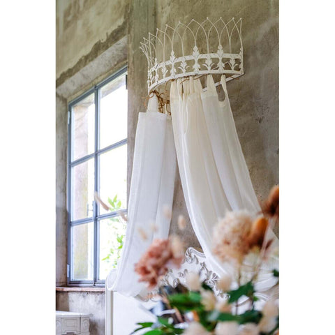 Blanc Mariclò Cielo Letto in metallo effetto anticato bianco "Curly" 66x34x25 cm