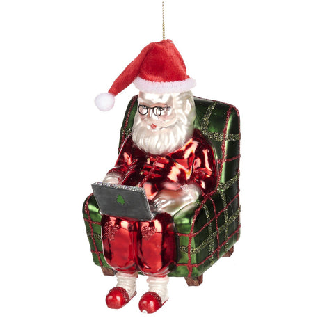 GOODWILL Glass Santa Claus on glitter armchair 12 cm