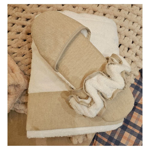 Mon ensemble 3 pièces pour vous : paréo de douche, bandeau et chaussons en coton « Toe », 2 variantes (3 unités)