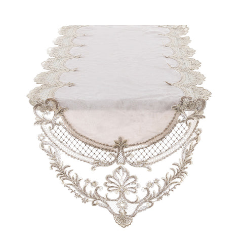 Blanc Mariclò Runner in pizzo dorato "Barocco" Shabby Chic 45x160 cm