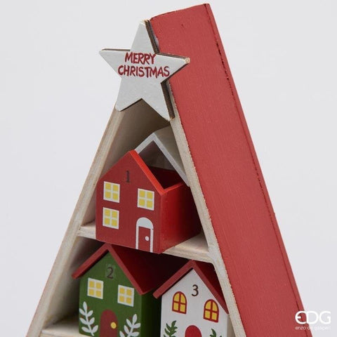 EDG Calendario dell'avvento in legno 24 casette 30,5x5xH44,5 cm