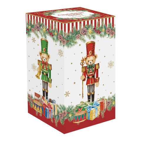 Easy Life Portacandela di natale in porcellana "Christmas Teddy" 6,5x6,5xH14,5 cm
