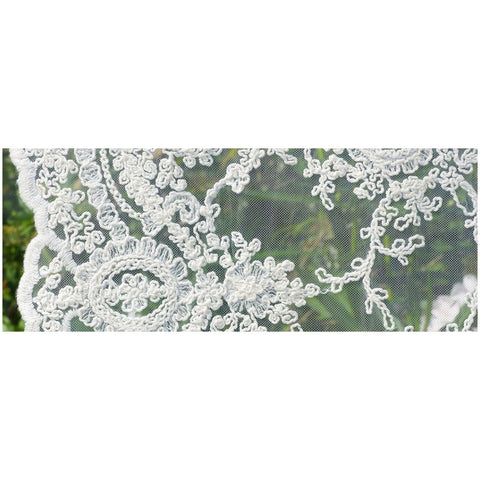 Chez Moi Set 2 tendine vetrage in pizzo naturale con smerli laterali "Corinzio" 70xH240 cm