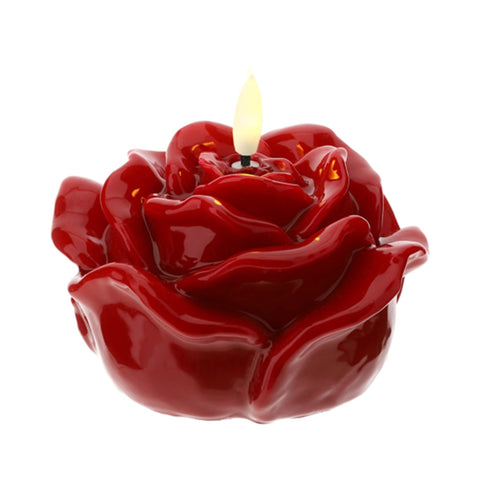 Hervit Candela rosa con luce led laccata rossa 12x8 cm