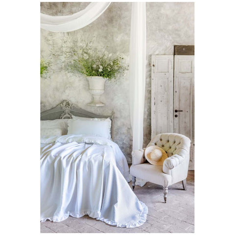 Couette double blanche de printemps Mariclò avec ruban « Gala Acquarello » 260 x 260 cm