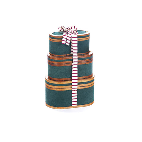 Bruco Set 3 pezzi Cappelliere di natale ovali in legno verde