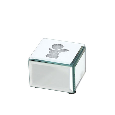 Hervit Cofanetto in legno/specchio Angelo con cristalli 7x7xH5 cm - Angelica Home Stabia