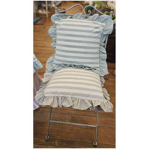 L'Atelier 17 Set of two striped chair cushions with "Pic Nic" Shabby Chic flounce 40x40 cm 5 variants (1pc)