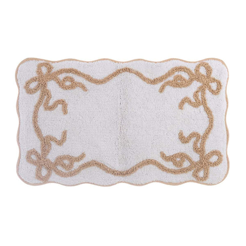 Blanc Mariclò Cotton Bath Mat with Gold Bows 50x80 cm