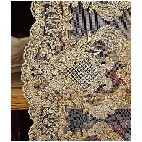 Fiori di Lena Runner di natale in pizzo oro, Made in Italy 105x40 cm