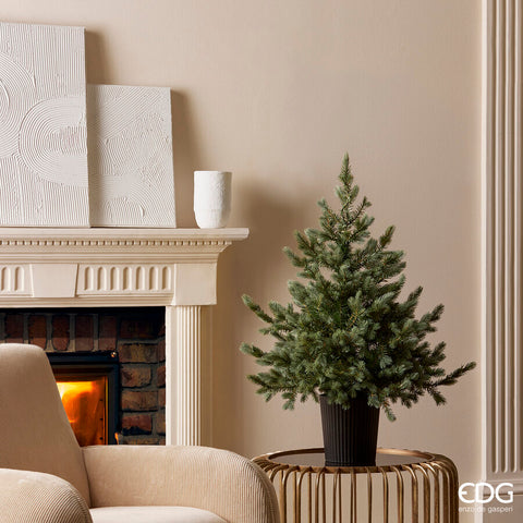 EDG Enzo de Gasperi Sapin de Noël en pin argenté avec vase H90xP85 cm