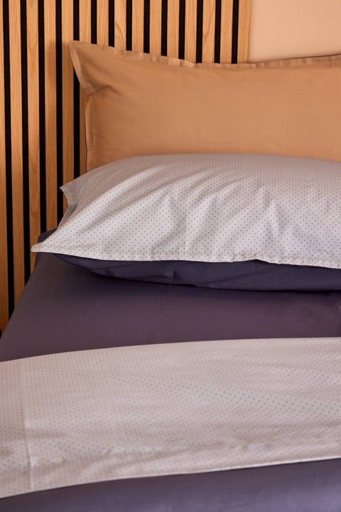 Blanc Perle Parure de lit complète draps doubles en coton + 2 taies d'oreiller "Luxembourg"