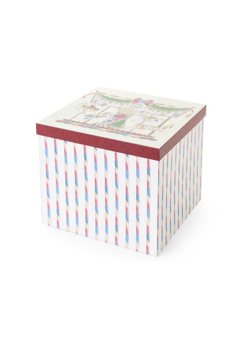 Lot de 3 boîtes de Noël carrées « Carrousel » en tissu Nuages ​​20/23/25 cm