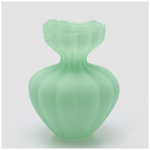 Edg Enzo de Gasperi Vaso Flow Sinuoso in vetro opaco verde D26xH32 cm - Angelica Home Stabia
