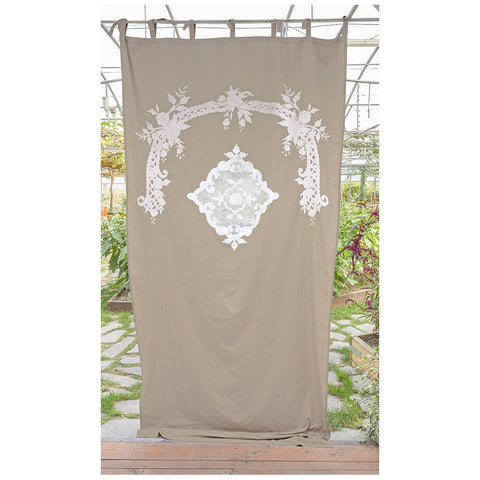 L'Atelier 17 Beige cotton curtain "Limoges" Shabby Chic 140x290 cm