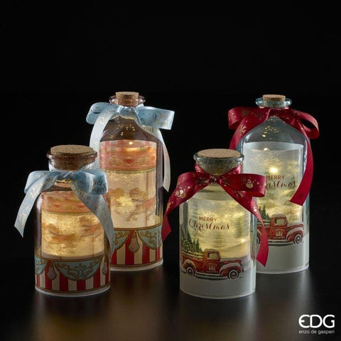 EDG Bottiglia con Led decorazione natalizia vetro D11 H24 cm